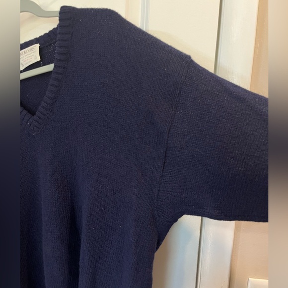 100% Shetland Wool THE MOORS Sweater by Lord Jeff Vintage 80’s Sz L Navy Blue - Picture 3 of 14